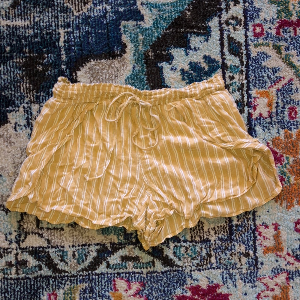 Yellow White Striped American Eagle Shorts Large